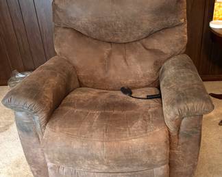 La-Z-Boy Electronically Controlled Recliner with Headrest and Lumbar Support. Rawhide Fabric Upholstery. Very Nice Condition.