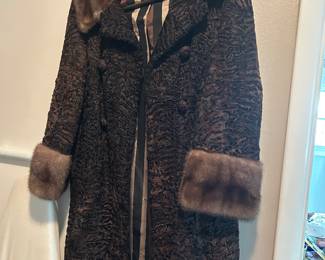 beautifully vintage in good condition Persian lamb with mink, trim collar and cuff coat