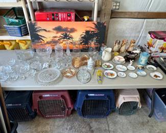 Cut glass pieces and old dishes
