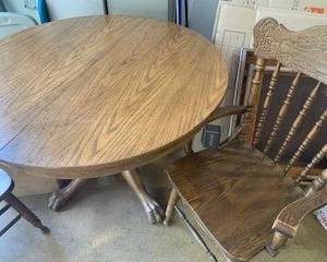 Antique Table with 2 Chairs Lion Claw Feet