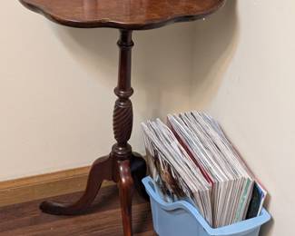 Solid wood table, magazines