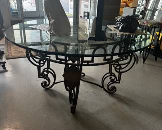 Mid century wrought iron with 60” glass