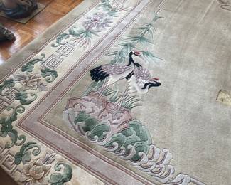 HUGE HUGE ALL WOOL RUG - NEEDS LITTLE TLC BUT IT'S A GREAT DESIGN -