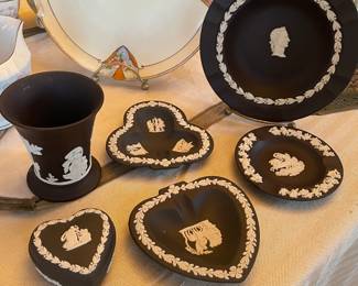 LOVELY COLLECTION OF BLACK WEDGEWOOD JASPERWARE