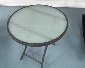 round glass outdoor side table 