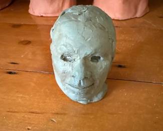 Green Clay Head Sculpture 