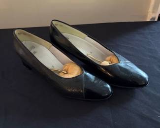 black leather flats 