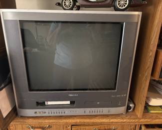 This TV plays a VCR and a cassette
