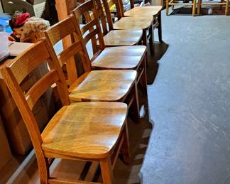 Six solid wood library chairs