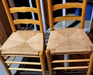 Rush seat ladder back chairs