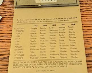 Very vintage metal calendar