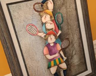 Oil on canvas, tennis team by Joyce Roybal