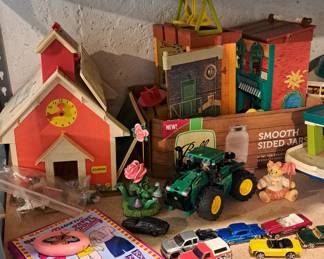 Fisher Price toys, magnetic paper dolls, hot wheels