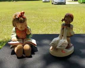 Goose Girl And Bookworm Hummel Figurines