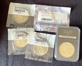 5 Silver Peace Dollars