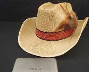 Brand New DKNY Mens Wallet And Great Straw Hat