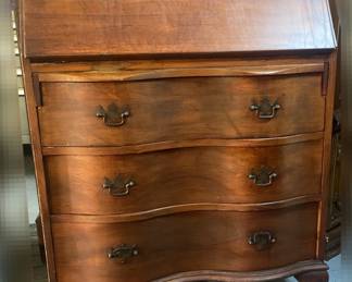 Vintage Serpentine Style Secretary Desk