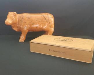 Farmhouse Beef Cow Diagram Ceramic Figurine