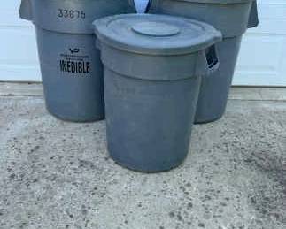 Three Heavy Duty Trash Cans