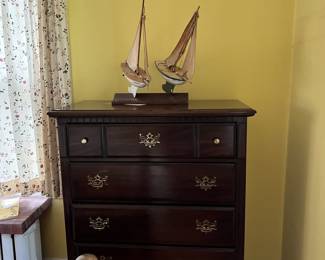 bedroom chest of drawers, vintage wooden ships