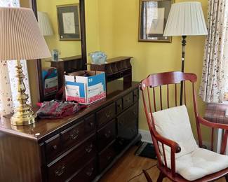 Bedroom set, rocking chair, lamps