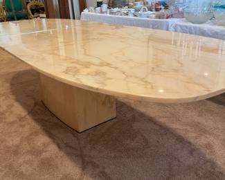 10' Pink or apricot marble mid Century Dining table - Roche Bobois (?) 