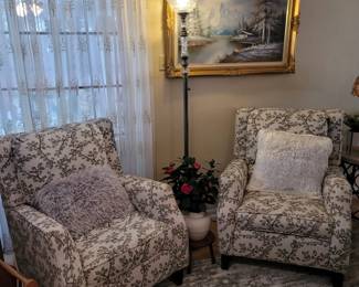 Matching Upholstered Armchairs, Floor Rug, Floor Lamp