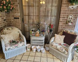 Wicker Chairs & End Table