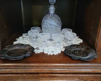 Crystal Decanter w/ Matching Glasses
