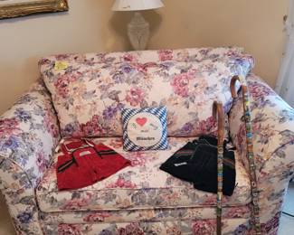 Oversized Armchair w/ Hide-a-Bed, Children's Lederhosen, PLEASE NOTE THE OWNER TOOK THE CANES AFTER THE PICTURE WAS TAKEN.
