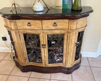 Solid wood Console with black granite top
