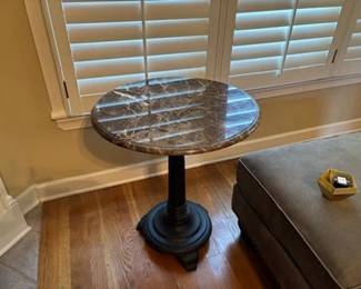 Solid Marble and steel base end tables - there are 2 identical tables available