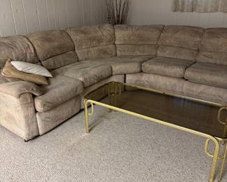 Sectional Sofa, Brass Table