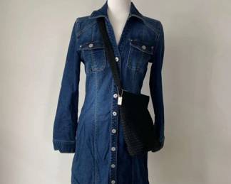 INC Jean DressSize 4 Jacqueline Ferror Crochet Purse