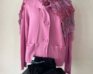 New With Tag Charter Club Pink SweaterM Paige Black Skinny Jeans28 Colored Scarf