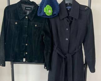 XL Anne Klein Wool Coat For Joseph Suede Jacket With Jeweled Knit Hat In Seahawks Colors