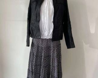 Caslon Leather JacketS St Johns Bay TopPM Print SkirtXS