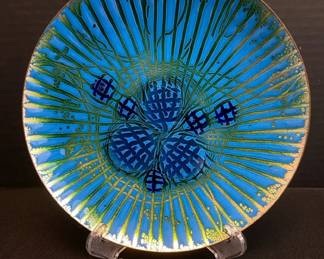 Vintage Annamarie Davidson Grooveline Enameled Copper Plate