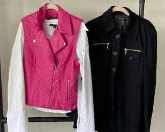 INC Pink Faux Leather Vest Black Coat Maurice Sasson Dress Shirt All Large