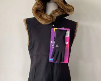 Marmot Faux Fur Lined VestM New Head Running GlovesS