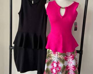 INC Pink Sleeveless Sweater Top Hawaiian Print Skirt NEWM ISLE Brand Sleeveless Black Dress