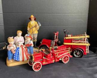 Jim Shores Firefighter 911 Fire Engine Metal Truck Sweet Land Of Liberty