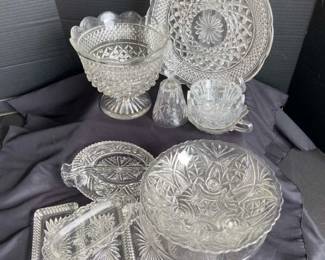 Vintage Cut Glass Crystal Bell With Serving Dishes Bowls