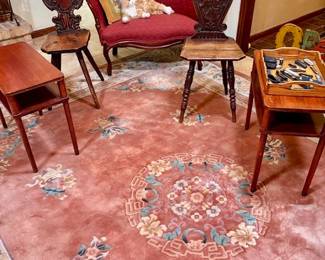Chinese Rug & Antique Hall Chairs