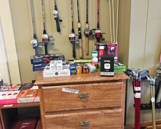 Fishing poles in main level garage