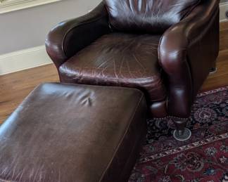 Leather chair and ottoman