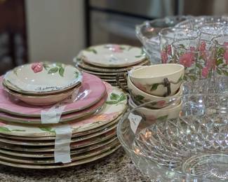Desert Rose dishes and glasses