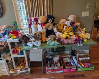 Vintage stuffed animals won at the fair