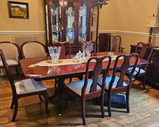 Dining table with eight chairs