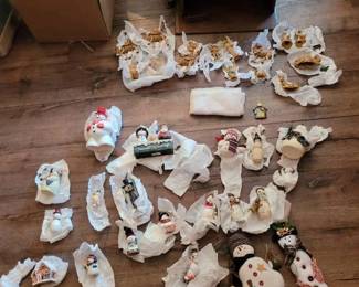 Christmas Nativity Scene And Snowmen Decorations